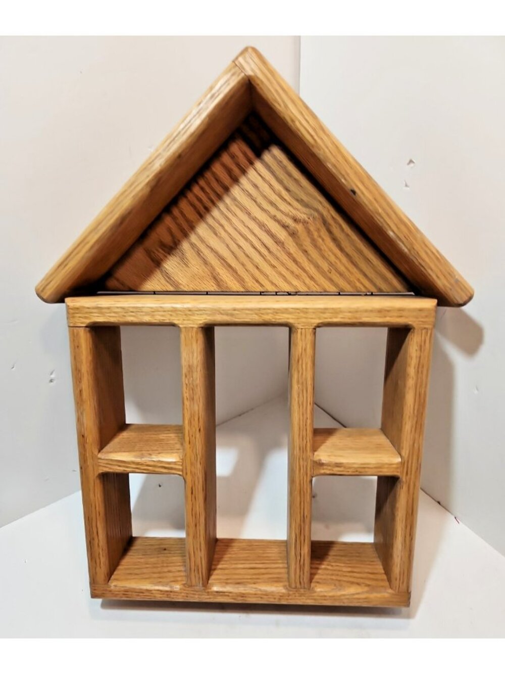 Vintage Solid Wood Shelf House Shaped Knick Knack Figurine Small Display Shelf